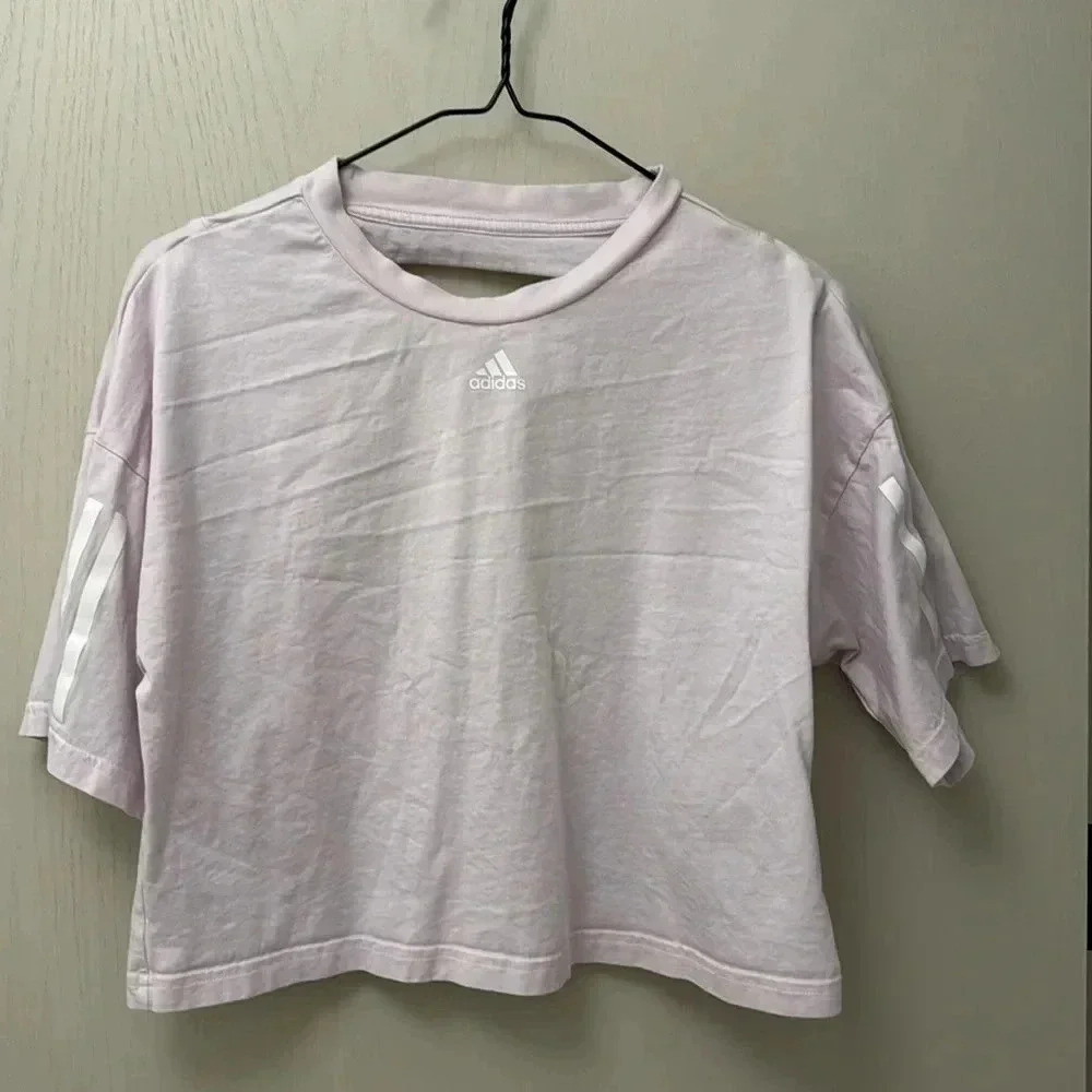 Adidas Open Back Crop Top Size Small Athletic Workout T Shirt Great Condition - Picture 1 of 5